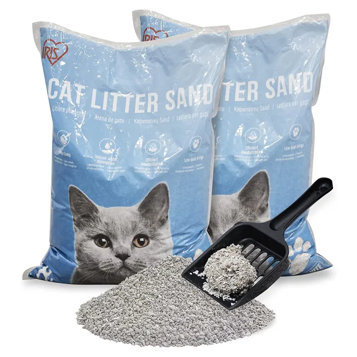 Iris Ohyama, Sac litière agglomérante pour Chat, Légère et naturel en Bentonite, Sans odeur, Lot de 2, Naturel