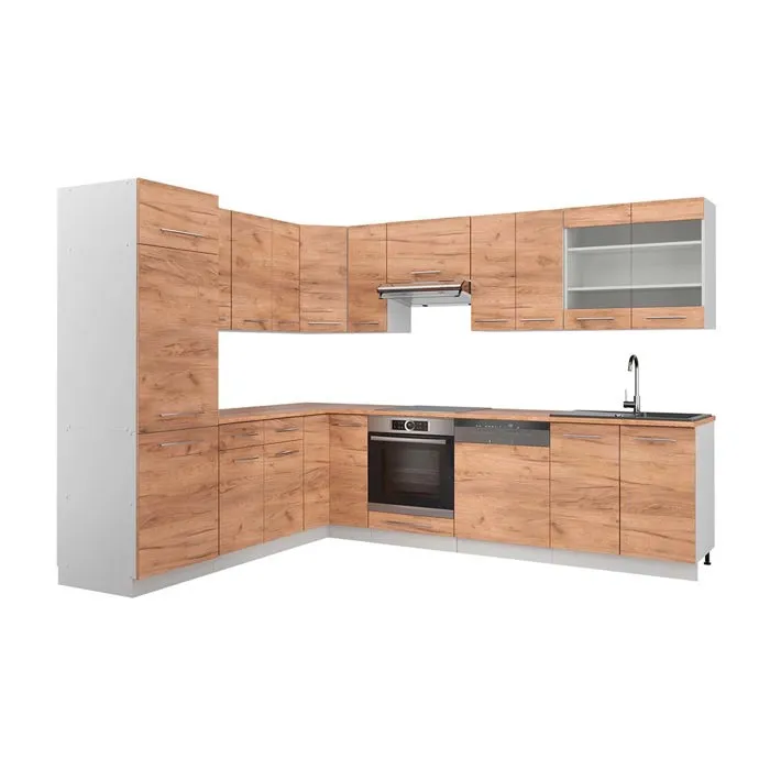 Vicco Cuisine en angle Chêne de force doré/Blanc 287 x 227 cm, PT Chêne