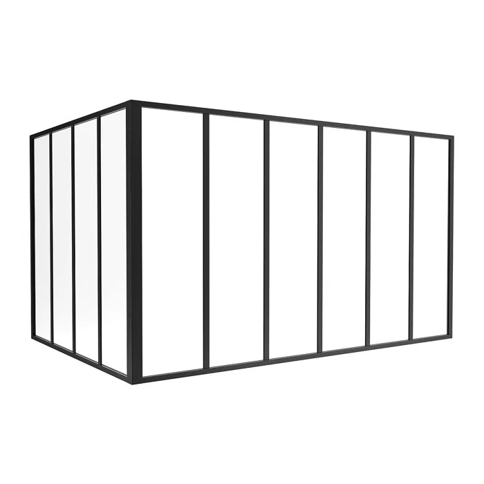 Verrière d'angle d'atelier en aluminium thermolaqué noir 180 x 120 x 105 cm (L x l x H) - BAYVIEW