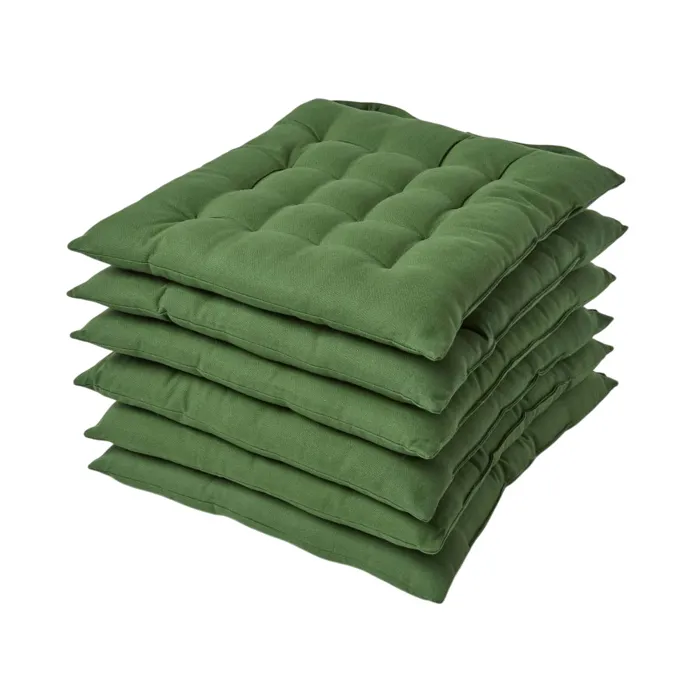 Galette De Chaise En 100% Coton 40x40cm Vert Foncé - Lot De 6 - Homescapes