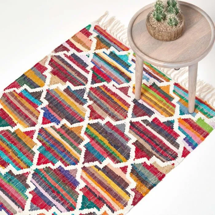 Tapis Kilim En Coton Chindi À Motif Géométrique Multicolore Amsterdam - Homescapes