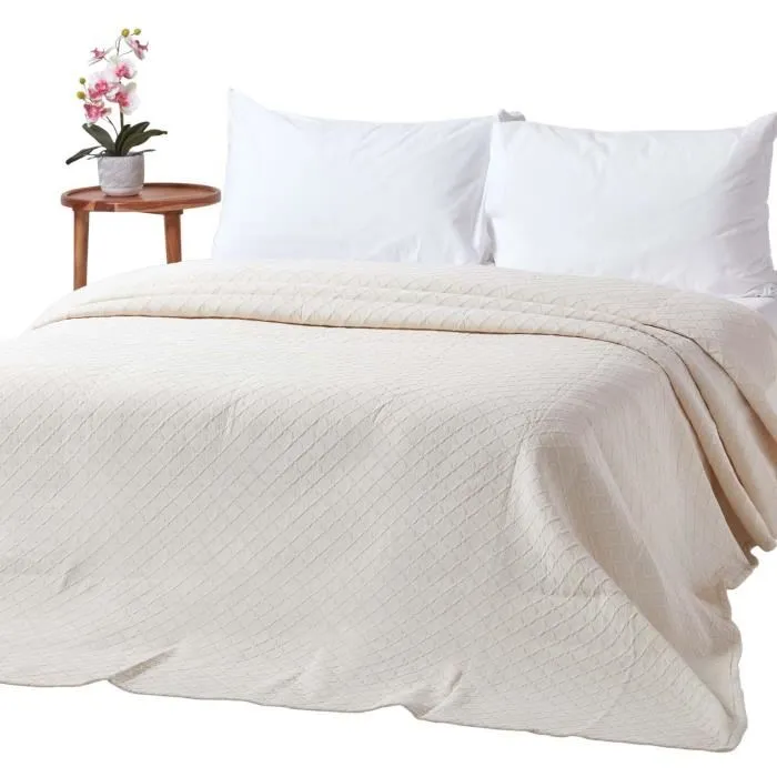 Couvre-lit Matelassé Motif Losanges - 230x260cm - Beige - Homescapes