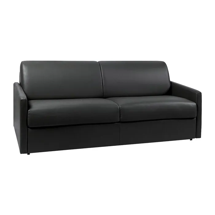 Canapé 4 places convertible express en simili noir - Couchage 160 cm - Matelas 18 cm CALIFE