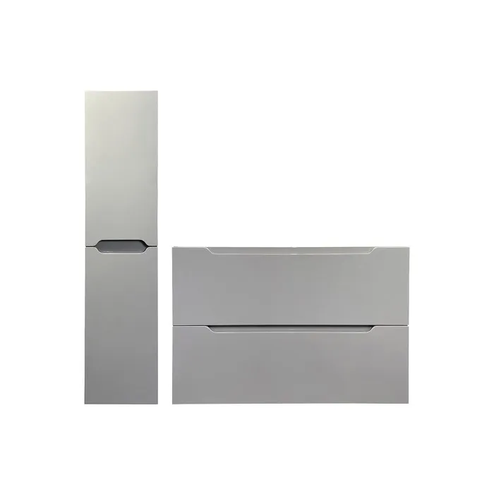 Meuble simple vasque suspendu avec colonne - Gris - 80 cm - STEFANIE
