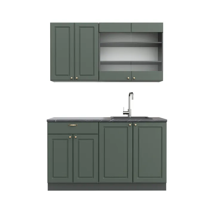 Vicco Cuisine Vert et or campagne/anthracite 140cm sans PT