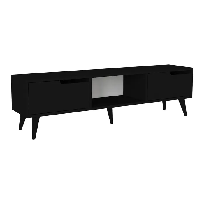 Meuble TV Kullila 160 x 35 x 40 cm noir en.casa
