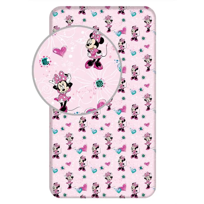 Disney - Drap Housse En Coton "minnie: Fleurs" - Rose - 90 X 200 Cm