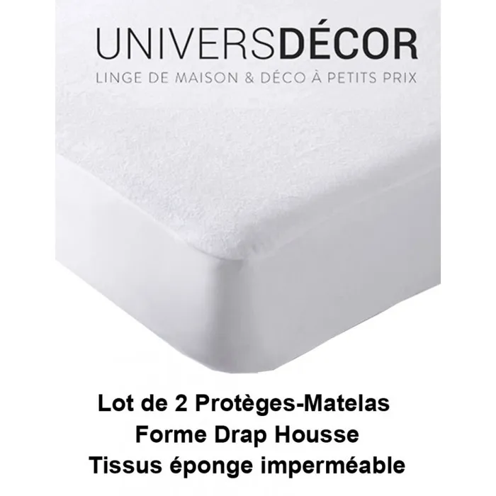 Lot De 2 Protèges Matelas Imperméable, Absorbant Et Anti-acariens 90 X 190 Cm