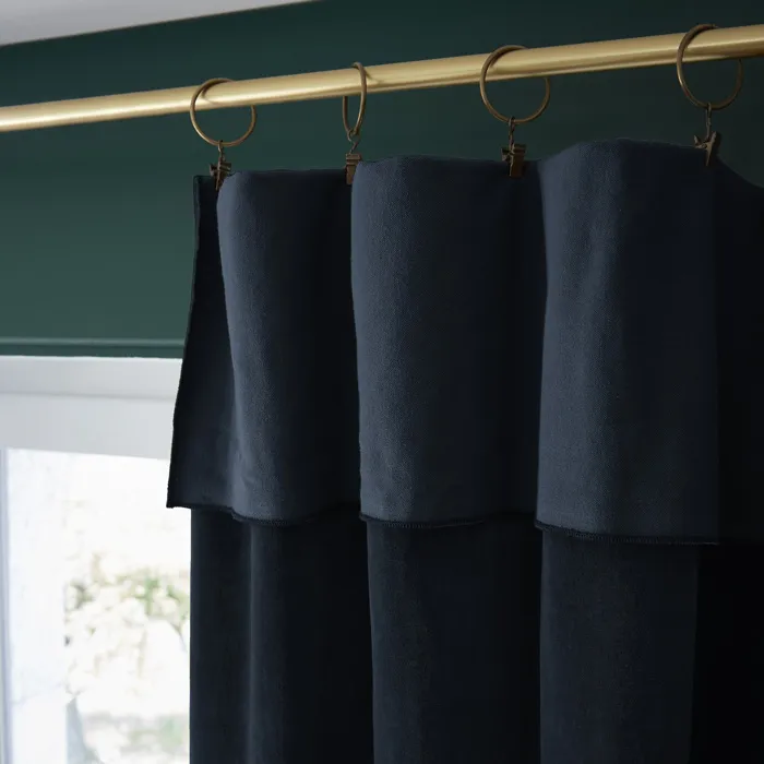 Rideau Ajustable + 8 Anneaux Pince Velours de Coton César 140 x 270 cm Minuit