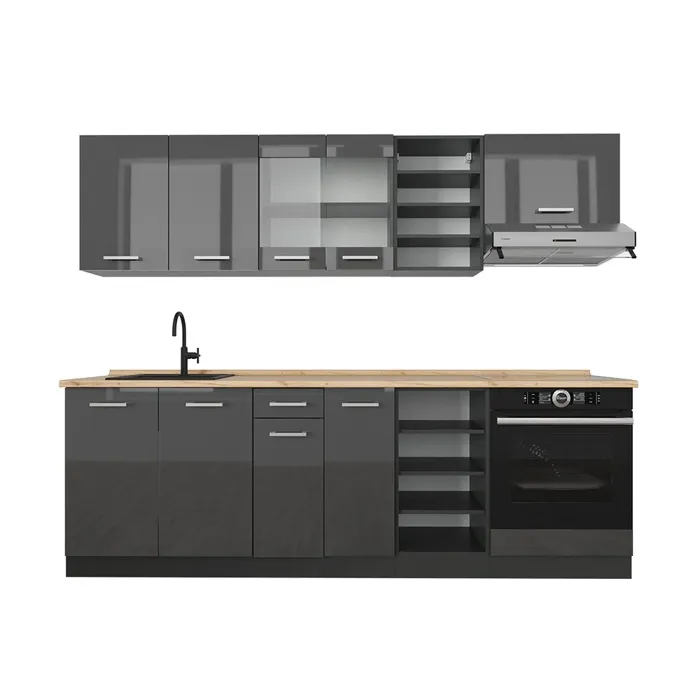 Vicco Cuisine Anthracite brillant/anthracite 240cm sans PT