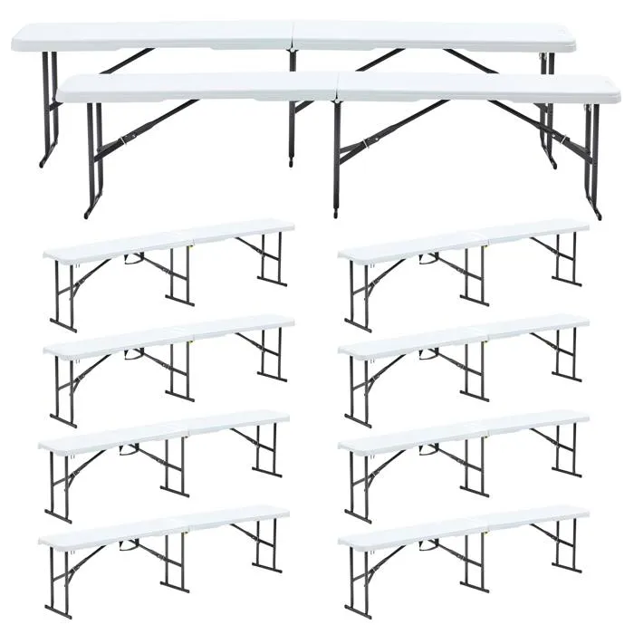 Lot de 10 bancs pliables - Banc pliant de camping