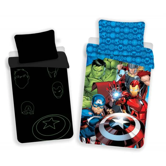 Parure De Lit Phosphorescente Avengers - 140 X 200 Cm - Bleu