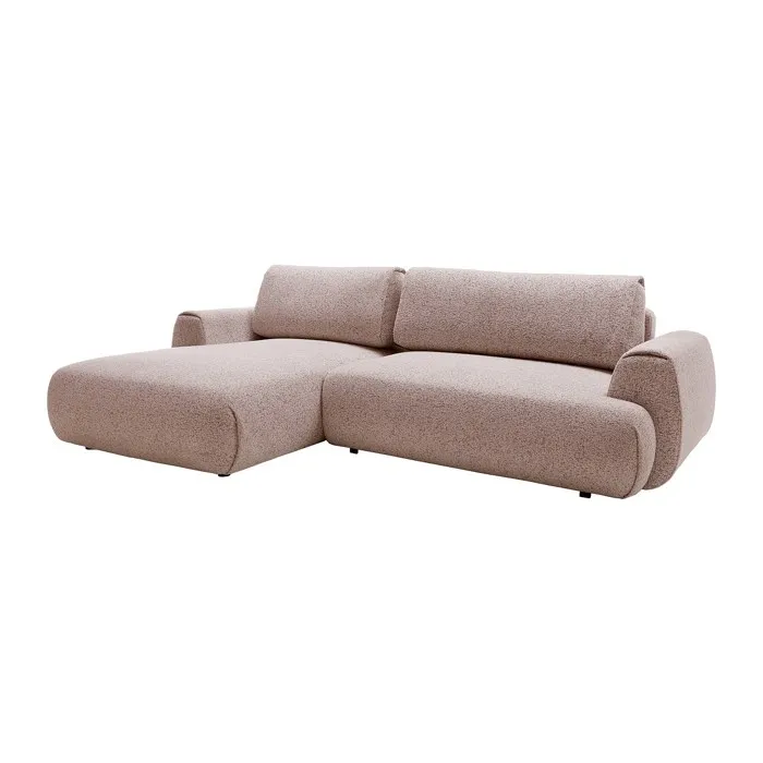Canapé d'angle gauche convertible en tissu chiné rose MONELIA