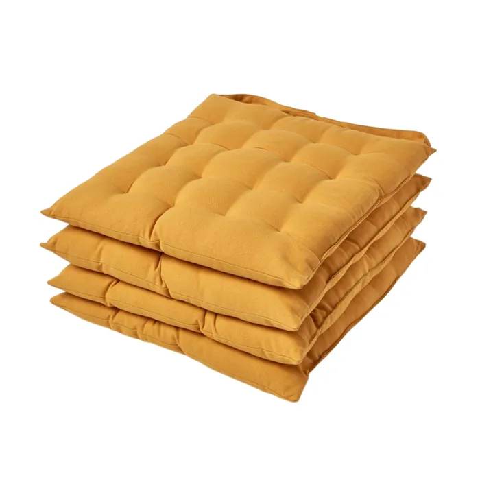 Galette De Chaise En 100% Coton 40x40cm Jaune Moutarde - Lot De 4 - Homescapes