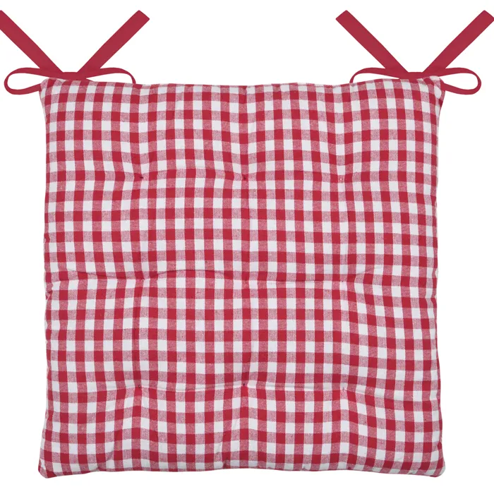 Galette de chaise double face à 9 points en polycoton (40x40 cm - Rouge)
