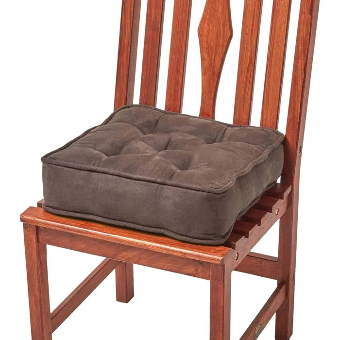 Galette De Chaise Coussin Rehausseur En Suédine Chocolat, 40x40x10cm - Homescapes