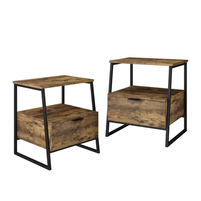 Vicco Table de nuit Chêne rustique/noir Lot de 2