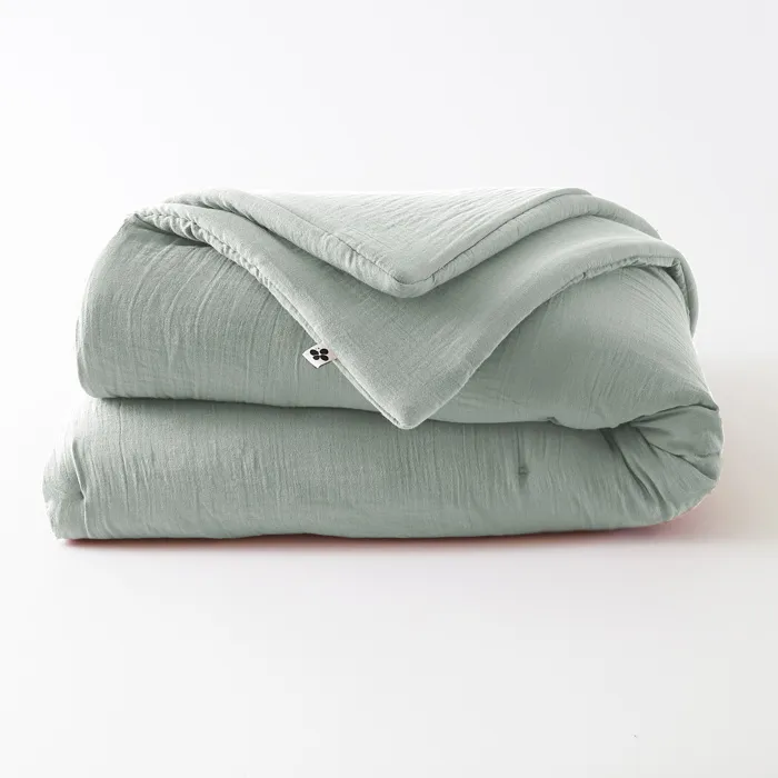 Édredon 180 x 240 cm Double Gaze de Coton 125 gr/m² Uni Gaïa Eucalyptus