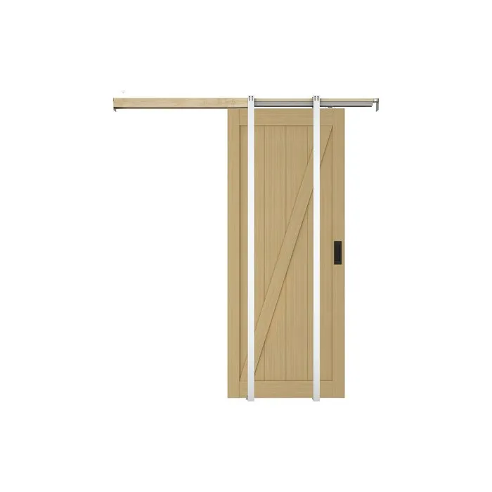 Porte coulissante avec système à galandage en bois et MDF - Naturel clair - H205 x L83 cm - BALERMA