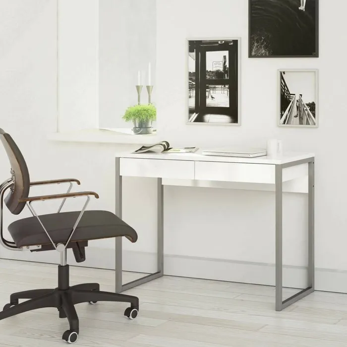 Bureau Anavi, 2 tiroirs 101x40x77h cm Blanc