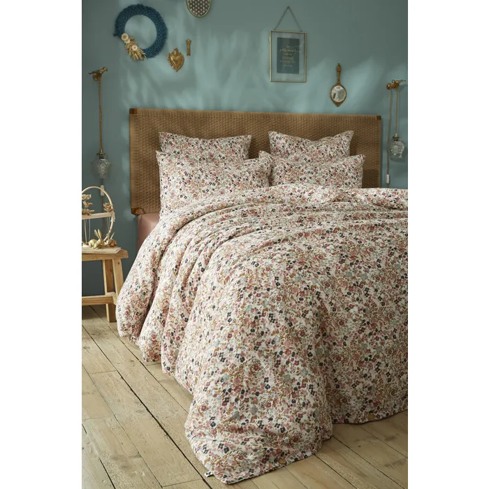 Housse de couette 260 x 240 cm Double Gaze de Coton Imprimée Capucine Pampa