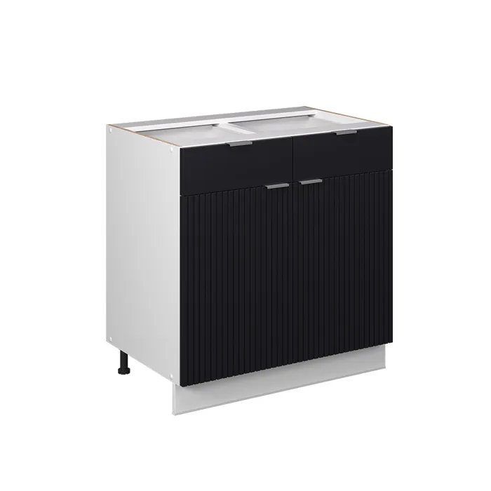Vicco Meuble cuisine Noir rayé 80cm sans PT
