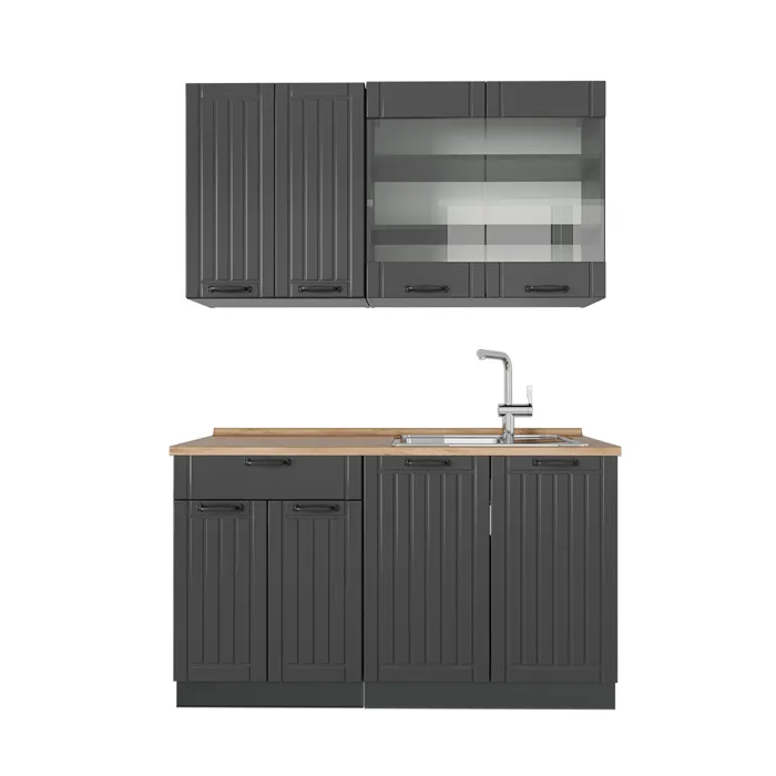 Vicco Cuisine Gris foncé 140cm, PT Chêne