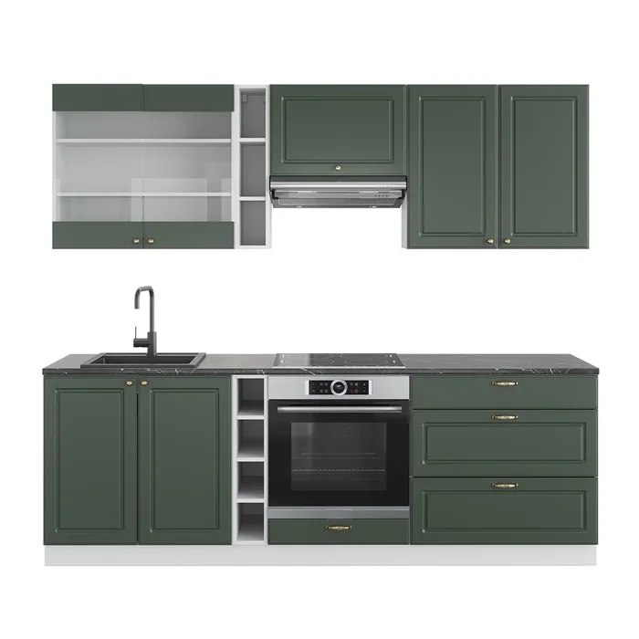 Vicco Cuisine Vert-Or Landhaus/Blanc 235cm, PT Anthracite
