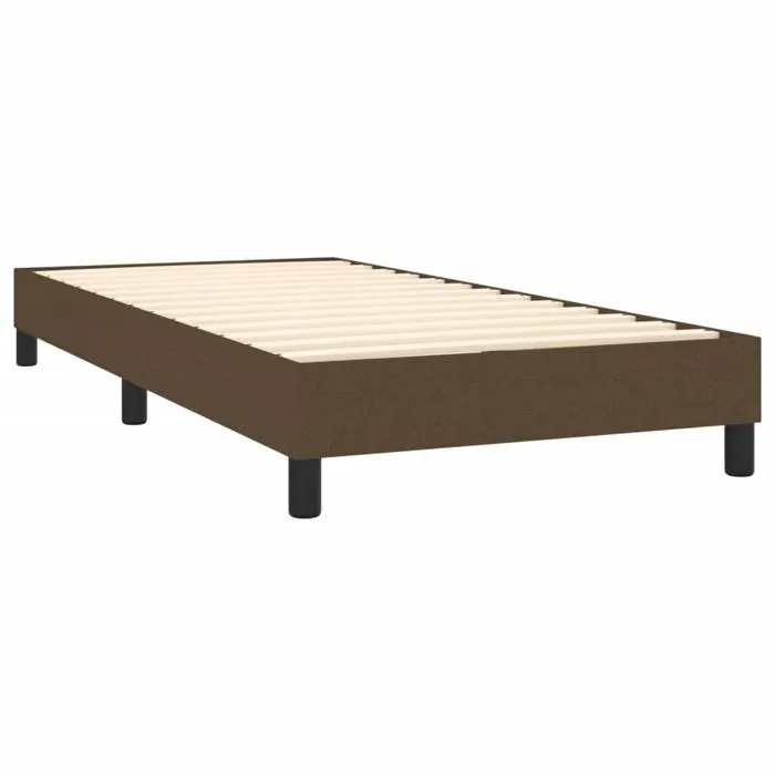 Sommier À Lattes Sur Pieds Cadre De Lit 90x200 Cm Tissu Marron Foncé Tdl0207044