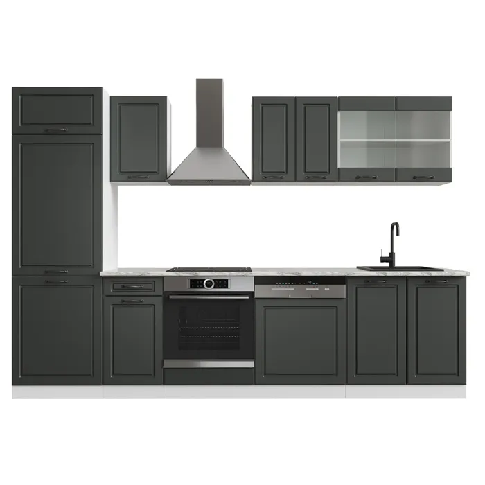 Vicco Cuisine Anthracite maison de campagne/blanc 300cm sans PT
