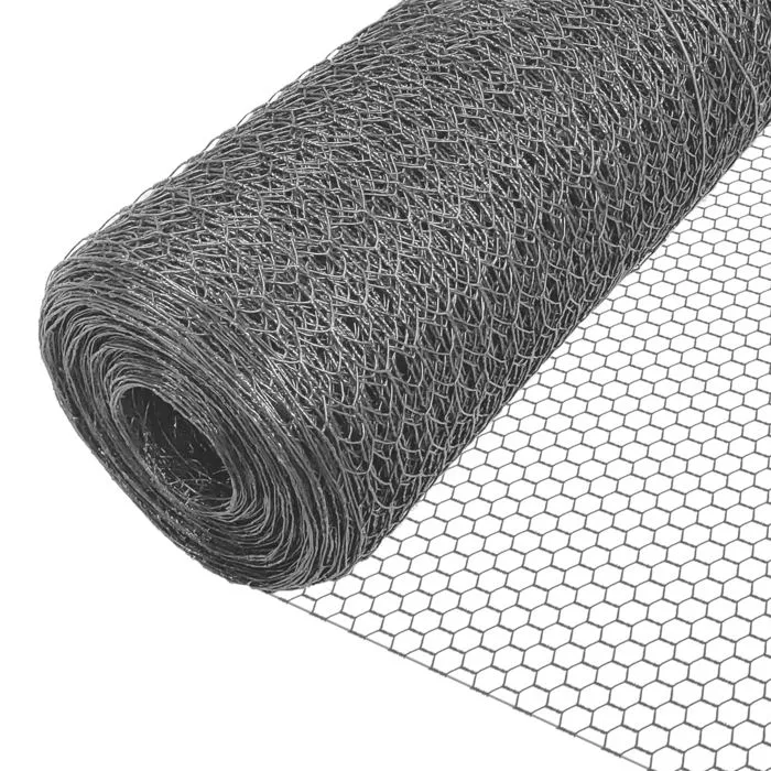 Vounot Grillage A Poule Avec Fils 13mm En Pvc Gaine Gris 1x25m