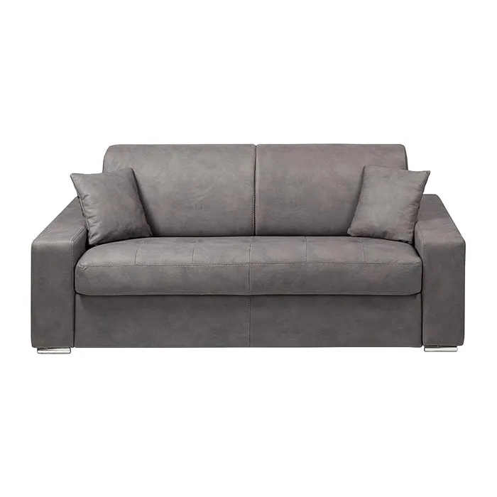 Canapé 2 places convertible express en tissu - Gris - Couchage 120 cm - Matelas 18 cm EMIR