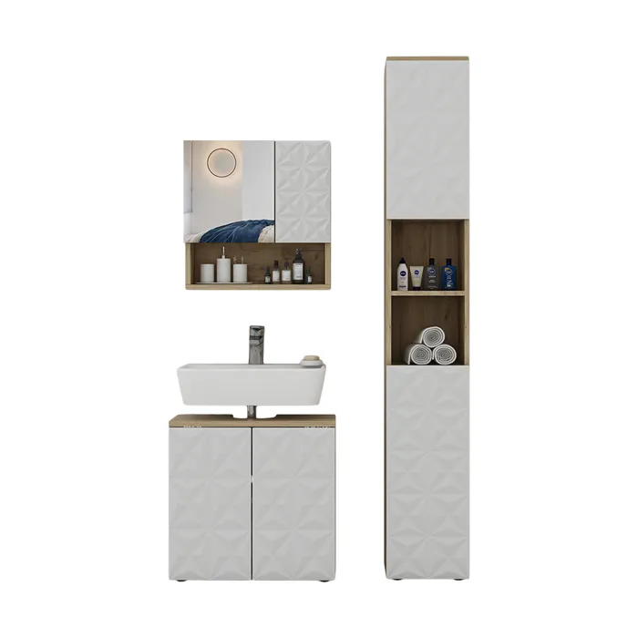 Vicco Meubles bain Blanc 3 pièces