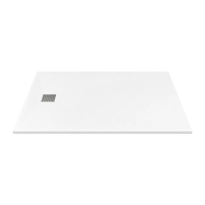 Receveur de douche extra plat à poser ou à encastrer recoupable en résine SMC - Blanc - 140 x 90 cm - MIRNOSA