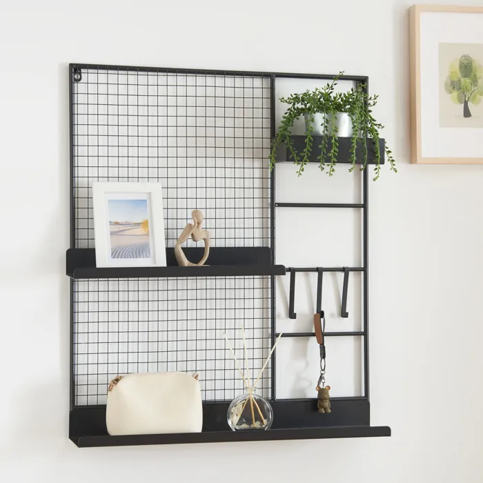 Grille murale Westre métal 70 x 60 x 11 cm noir en.casa