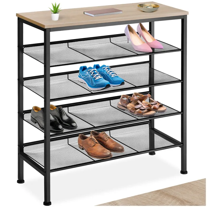 Étagère À Chaussures En Panneau De Fibres 75,5x30,5x85,5cm Bois Clair