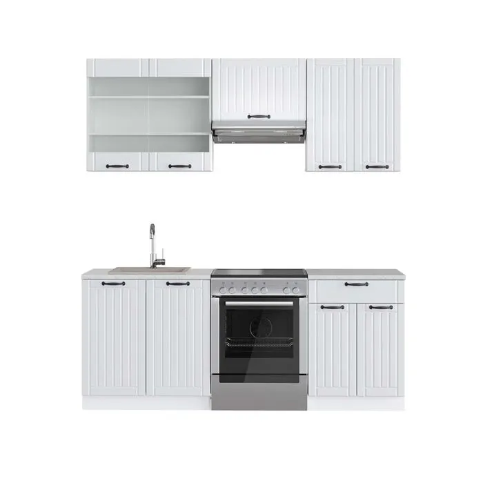 Vicco Cuisine Blanc campagne/blanc 200cm, PT Marbre
