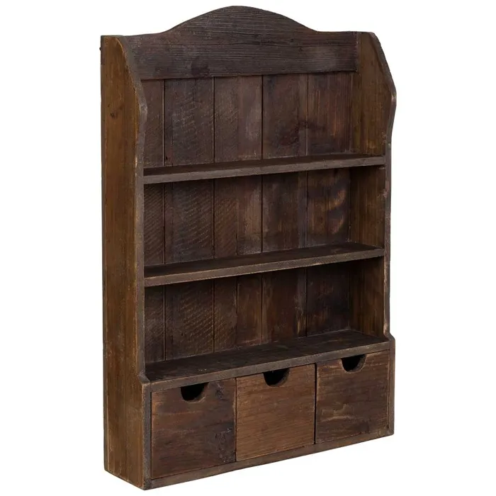 Bibliothèque en bois à 3 tiroirs et 2 étagères marrón 60x15x87 cm