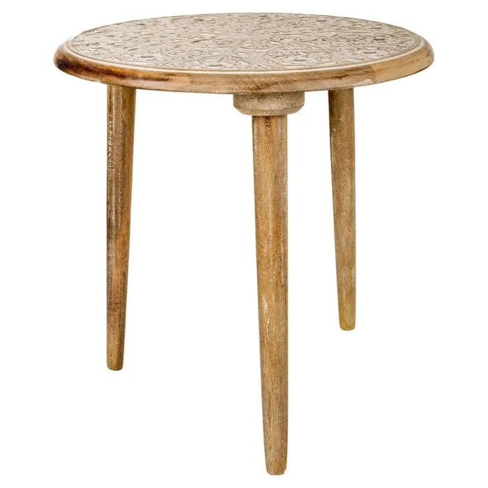 Table basse artisanale en bois marron 45x45x45h