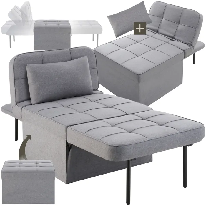 Chaise Transformable 4-en-1 Réglable En Hauteur En 6 Positions Gris