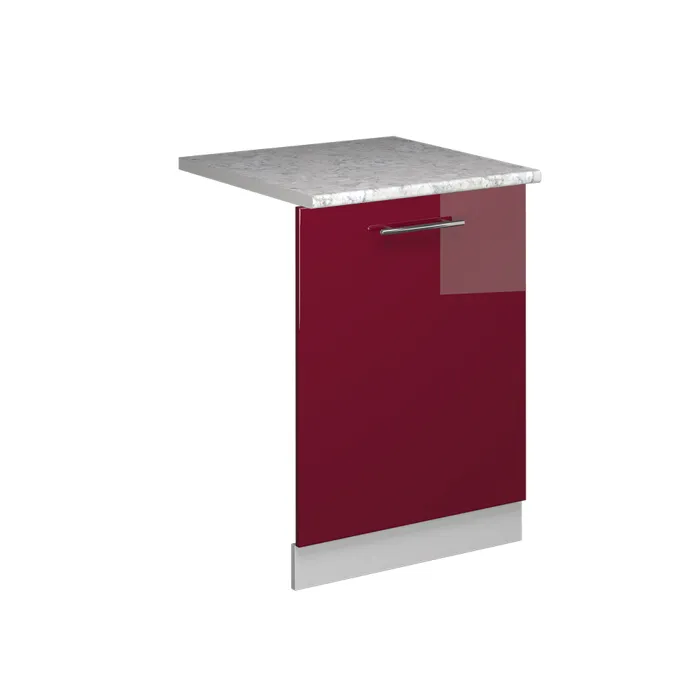 Vicco Façade de lave-vaisselle Rouge bordeaux Haute brillance 60cm, PT Marbre
