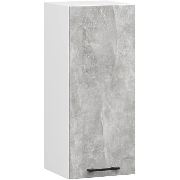 Meuble de cuisine haut AKORD W30 H720 Blanche, façade Gris 1 porte, 2 étagères 72x30x30 cm