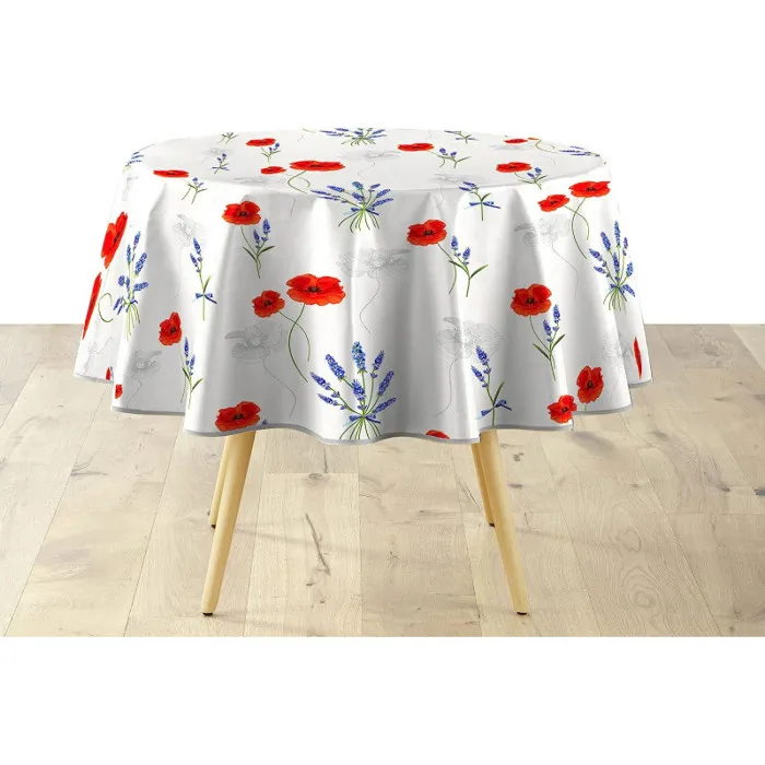 Nappe Ronde Imprimé "sisteron" 160cm Blanc