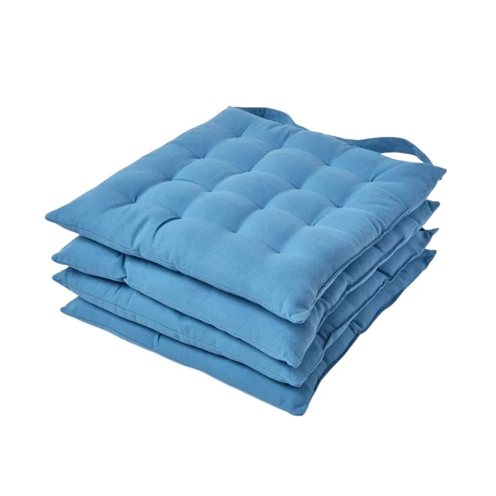Galette De Chaise En 100% Coton 40x40cm Bleu Foncé - Lot De 4 - Homescapes