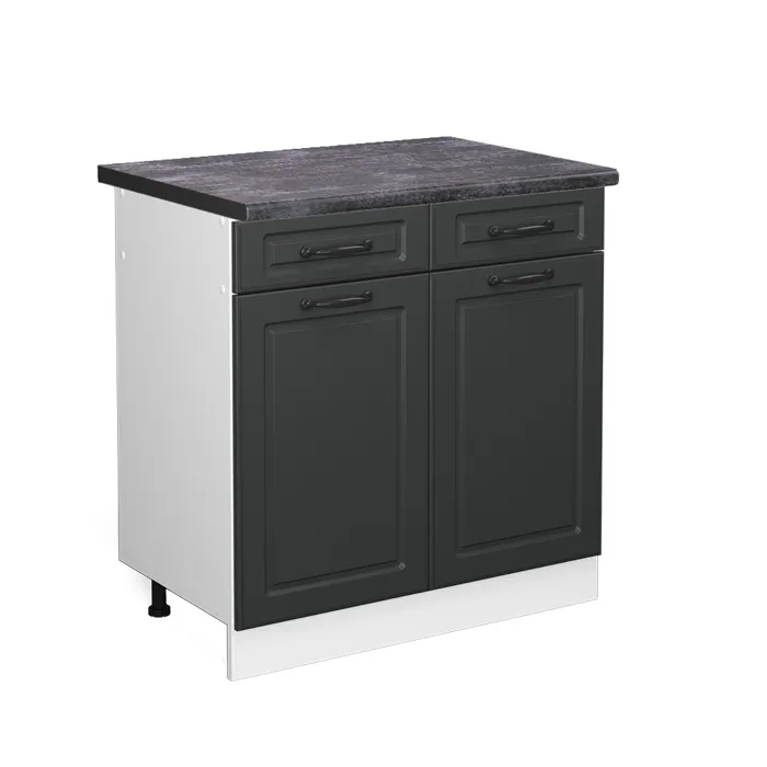 Vicco Meuble cuisine Anthracite campagne/Blanc 80cm plan de travail Anthracite