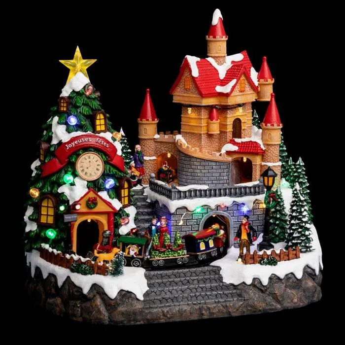 Village Lumineux Manoir Du Père Noël 33 Led L.31cm Musical - Feeric Lights & Christmas