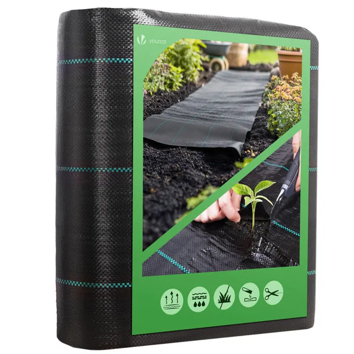Vounot Toile De Paillage Contre Les Mauvaises Herbes 10mx1m Anti-uv 100g/m2
