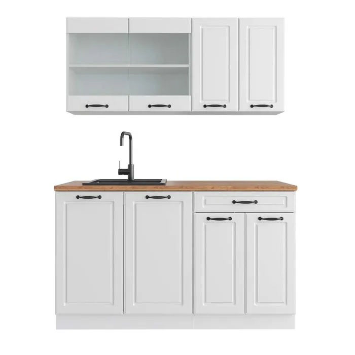 Vicco Cuisine Blanc campagne/blanc 140cm, PT Chêne