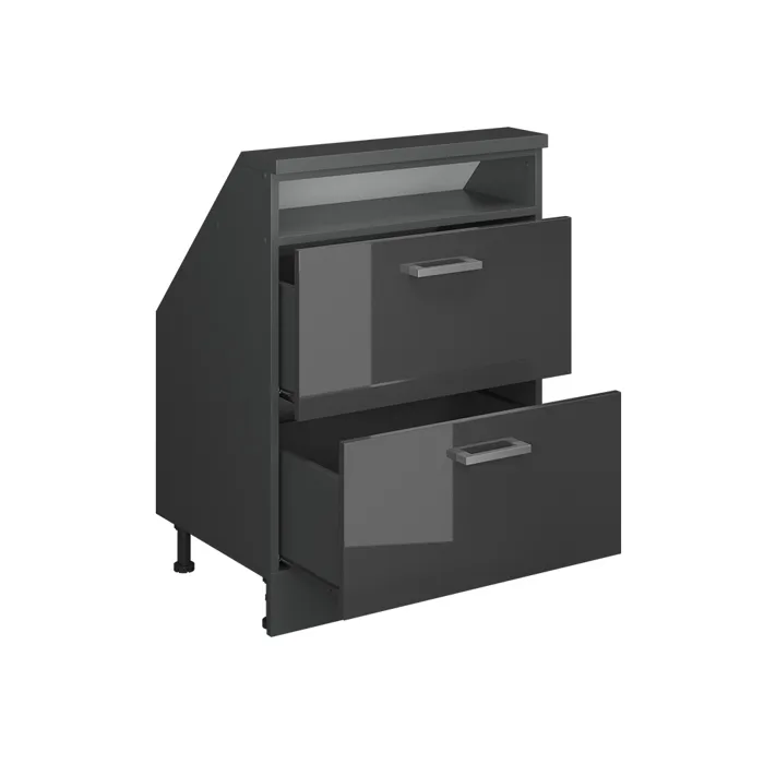 Vicco Meuble de rangement sous pente Anthracite brillant/anthracite avec 2 tiroirs