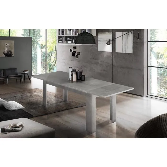 Table Extensible,effet Bois,ciment,190x90h75 Cm